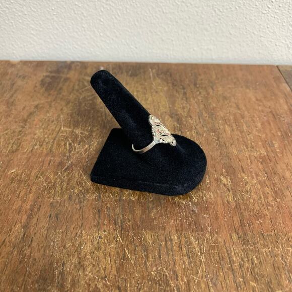 925 Sterling Silver etched filigree swirl ring Vintage Retro 1970s 1980s Size 7 - Picture 5 of 8